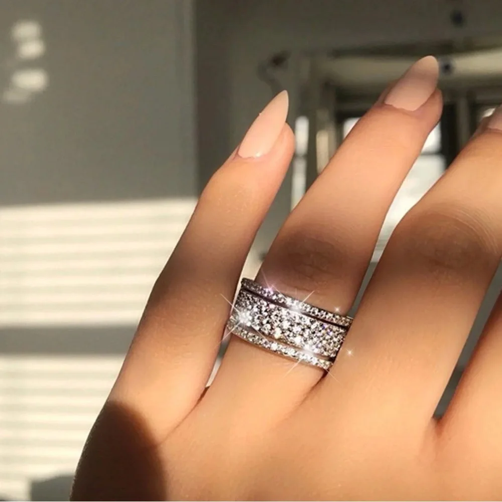 *NEW Sterling Silver Diamond Multi Eternity Ring